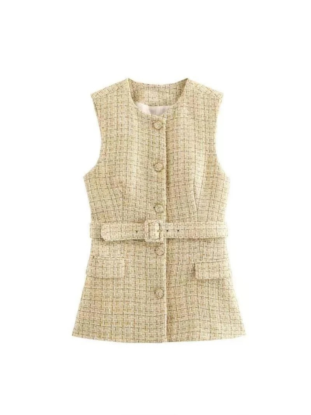 $129 ZARA TWEED BELTED VEST